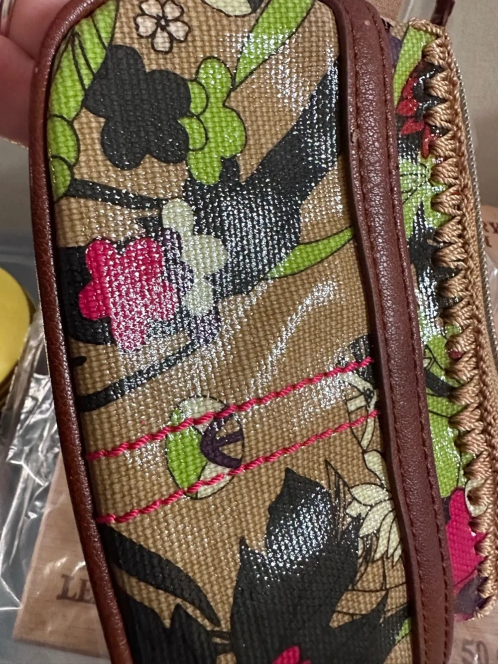 Sakroots ⚠️ Floral Wristlet Coin Purse - Brown & Pink 7 x 4 1/2 READ BELOW ⚠️